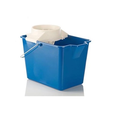 CUBO CON ESCURRIDOR AZUL Y BLANCO 15 L.