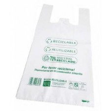 ECO BOLSAS DE ASA PEQ. 35x40 RECICLADA G.200 16x100 UND.