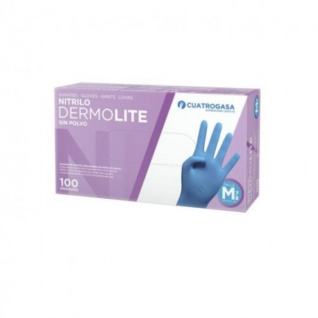 GUANTES NITRILO DERMOLITE CUATROGASA TALLA S 100 UND.