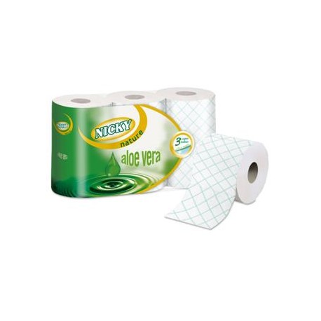 PAPEL HIGIENICO NICKY NATURE ALOE 7x6 ROLLOS.